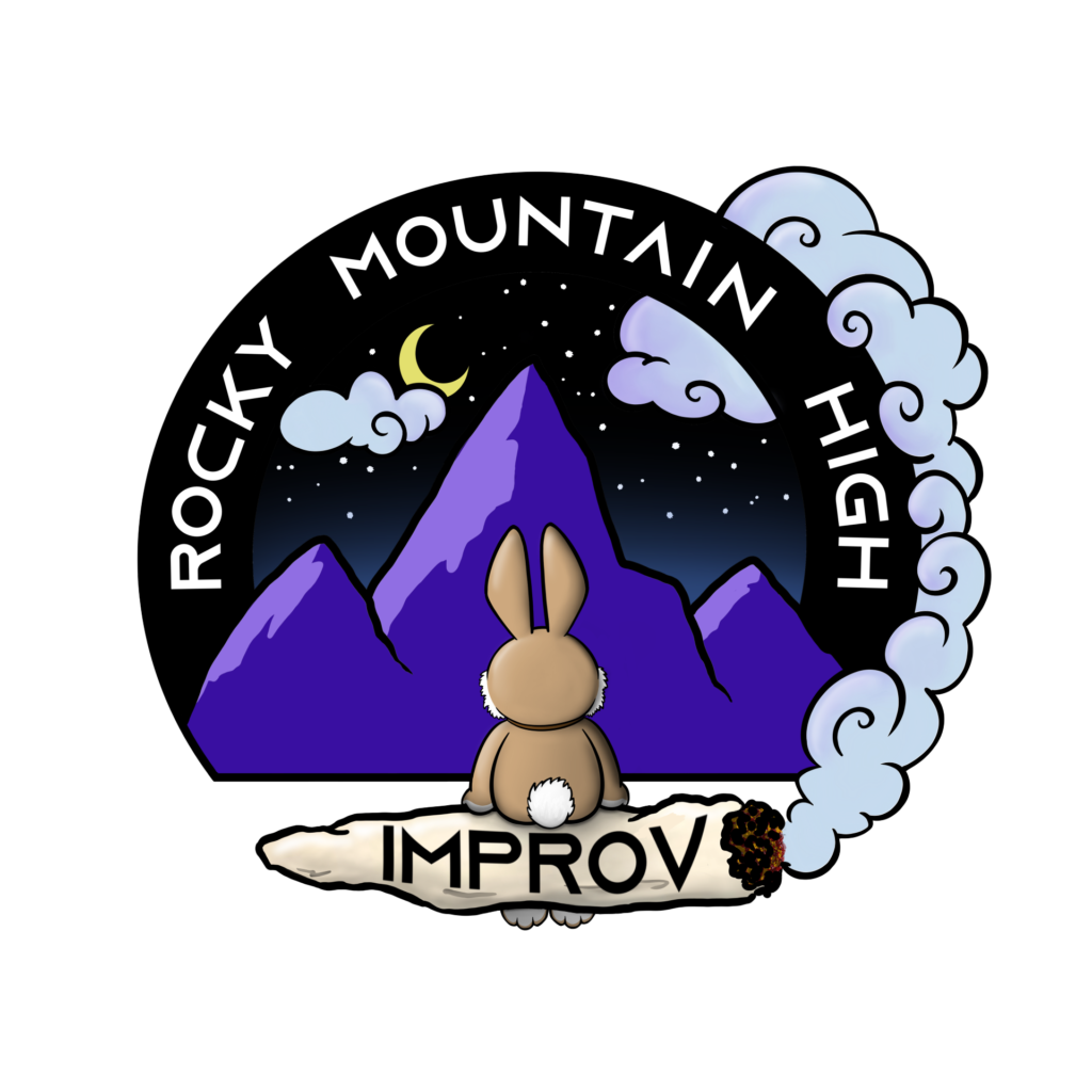 Hugz Bunny Sitting on a joint enjoying the view of the rocky mountains with a star filled night sky